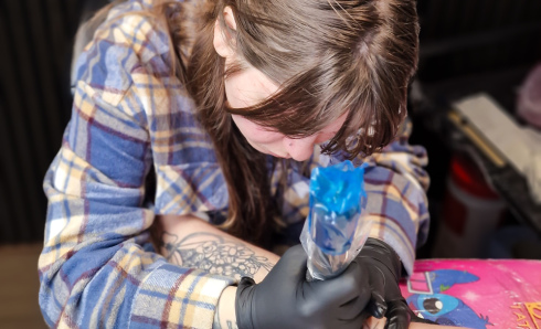 Zoe tattoo artist at broken puppet tattoo Worthing West Sussex