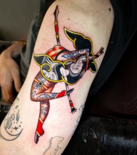 X-ray pin up tattoo by Rick in Worthing uk