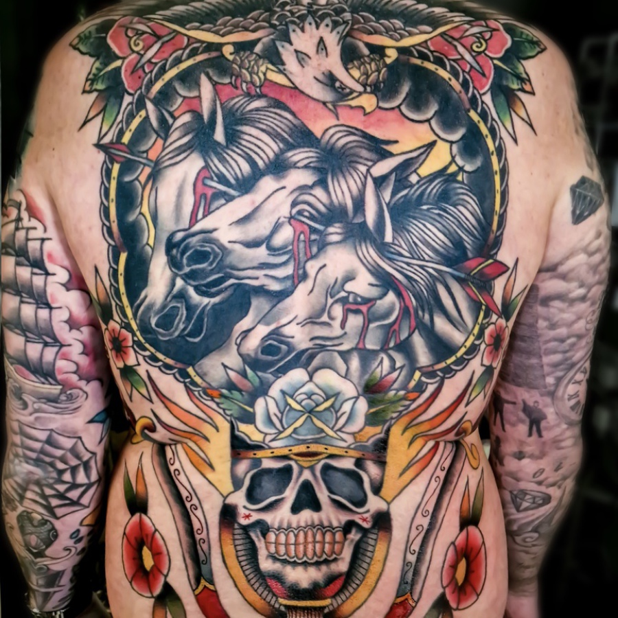 Traditional horses tattoo Worthing uk
