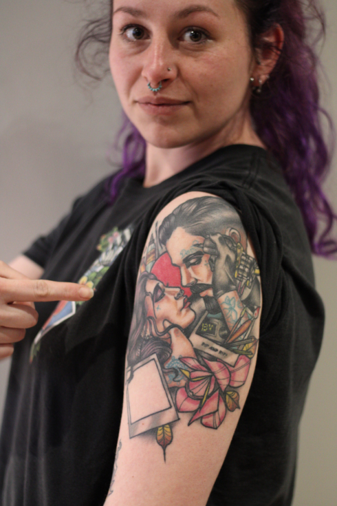 Neo traditional skull tattoo Worthing uk