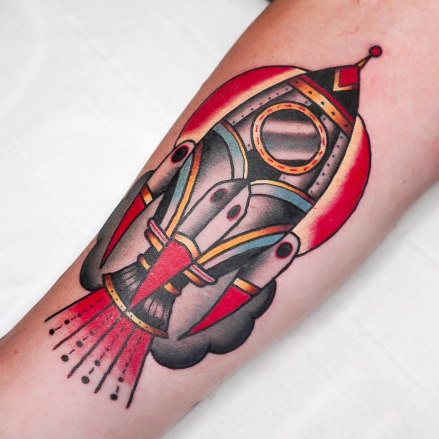 Traditional rocket tattoo Worthing uk